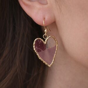 Color blocked Heart Dangle Earrings